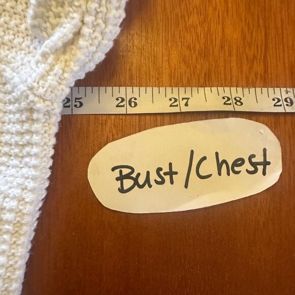 Jeanne Pierre XXL Vintage 90s White Knit Sweater 100% Cotton Crewneck Cable - Picture 4 of 6